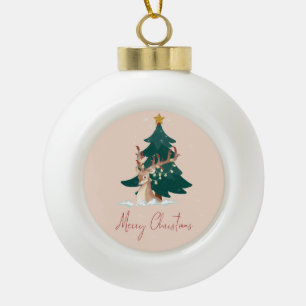 Christmas deer ceramic ball christmas ornament