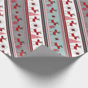 Christmas deer,Christmas trees, snowflakes, stars Wrapping Paper