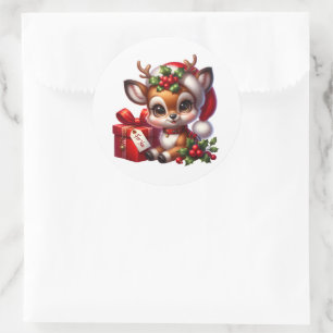 Christmas Deer  Classic Round Sticker