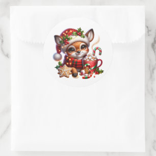 Christmas Deer  Classic Round Sticker