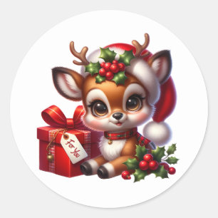 Christmas Deer  Classic Round Sticker