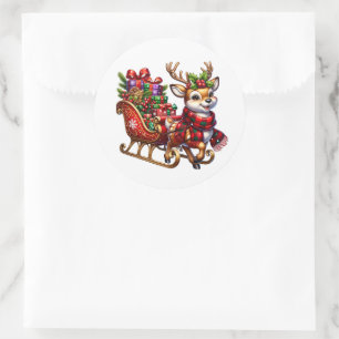 Christmas Deer  Classic Round Sticker
