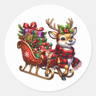 Christmas Deer  Classic Round Sticker