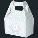 Christmas Deer Crest | Monogram Favour Box<br><div class="desc">The elegant watercolor monogram crest gives this favour box a beautiful and timeless look.   There is a floral holiday stripe patterned background

Colours include sage green and blue.

If you have any questions or need help customising this box,  please reach out. I'm happy to help.</div>