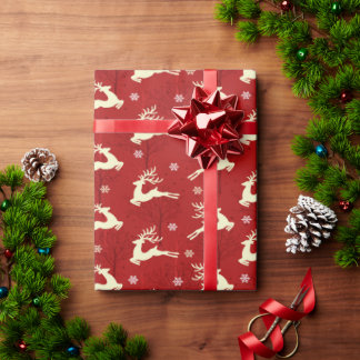 Christmas deer design on bright wrapping wrapping paper