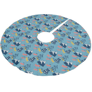 Christmas ,deer ,forest, Christmas trees, holiday Brushed Polyester Tree Skirt