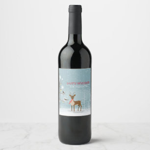 Christmas Deer- Happy Holidays Wine Label