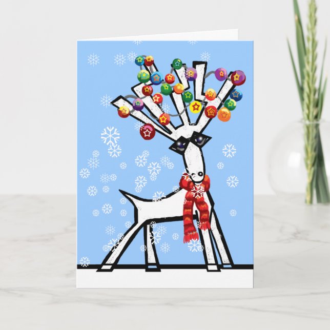 Christmas deer holiday card (Front)