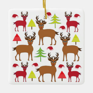 Christmas Deer Holiday Ceramic Ornament