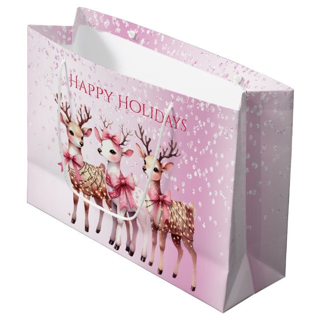 Christmas Deer Holiday Gift Bag (Front Angled)