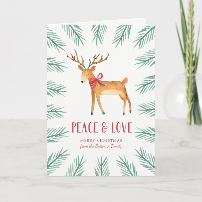 Christmas Deer Holiday Greeting Card (Front)