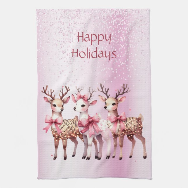 Christmas Deer Holiday Kitchen Towel (Vertical)