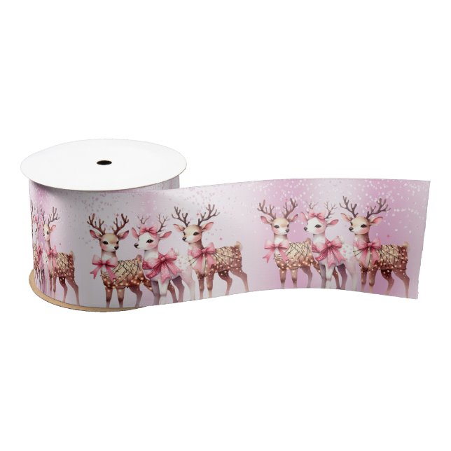 Christmas Deer Holiday Satin Ribbon (Spool)