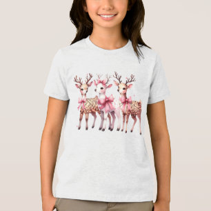 Christmas Deer Holiday T-Shirt Tri-Blend Shirt