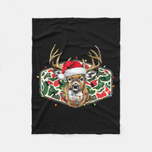 Christmas Deer Hunting Camo Merry Xmas Holiday Dad Fleece Blanket