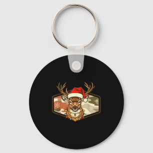 Christmas Deer Hunting Old School Camo, Xmas Hunti Key Ring