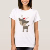 Christmas Deer In A Red Santa Hat Retro Hipster