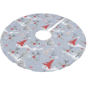 Christmas deer in the forest. Christmas, deer Brushed Polyester Tree Skirt