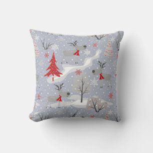 Christmas deer in the forest. Christmas, deer , fo Cushion