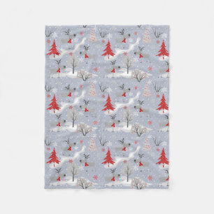 Christmas deer in the forest. fleece blanket