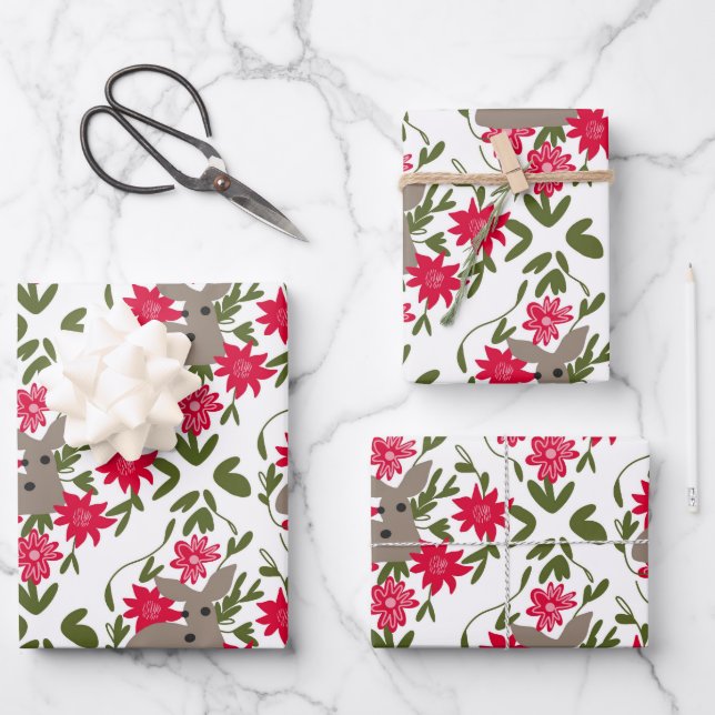 Christmas Deer In Woods Wrapping Paper Sheet (Front)