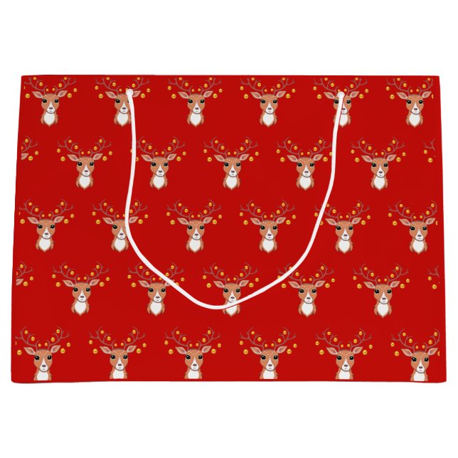 Christmas Deer Large Gift Bag (Front)