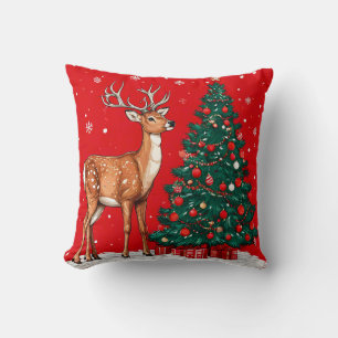 Christmas deer Merry Christmas – Festive Holiday Cushion