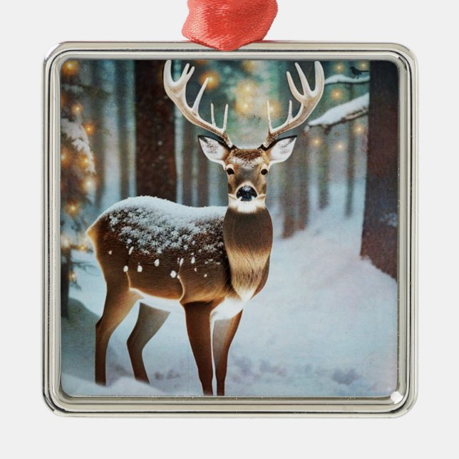 Christmas Deer  Metal Tree Decoration (Front)