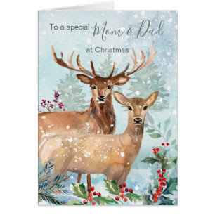 Christmas, deer, Mum and Dad Card