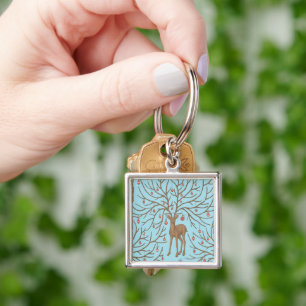 Christmas deer on blue key ring