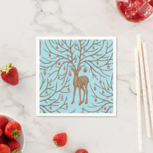 Christmas deer on blue napkin