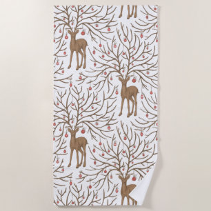 Christmas deer on white beach towel