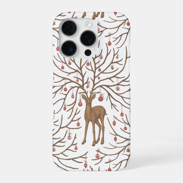Christmas deer on white iPhone case (Back)