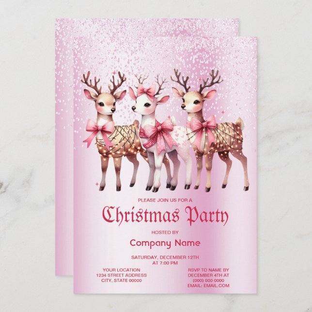 Christmas Deer Party Invitation (Front/Back)