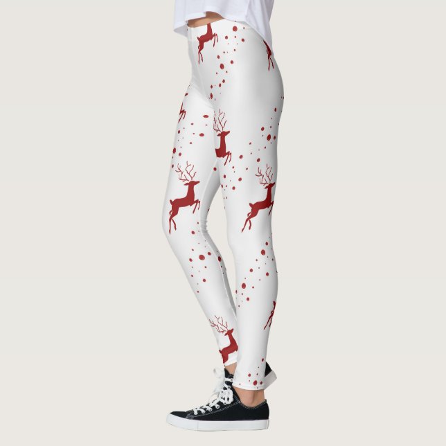 Christmas Deer Pattern Leggings (Left)