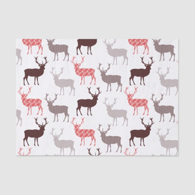 Christmas Deer / Reindeer Decorative Pattern Tissue Paper (Front)