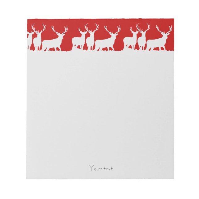 Christmas deer reindeer holiday simple classic red notepad (Front)