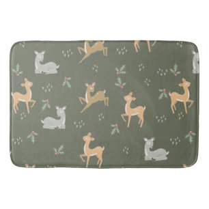 Christmas Deer Seamless Pattern Bath Mat