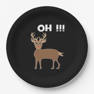 Christmas Deer Season Cute Festive Retro Style  Paper Plate