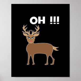 Christmas Deer Season Cute Festive Retro Style Poster