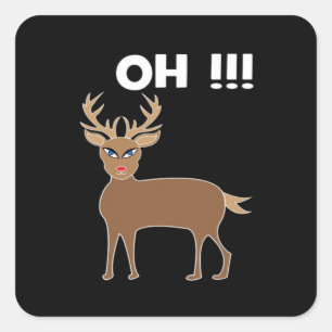 Christmas Deer Season Cute Festive Retro Style Square Sticker