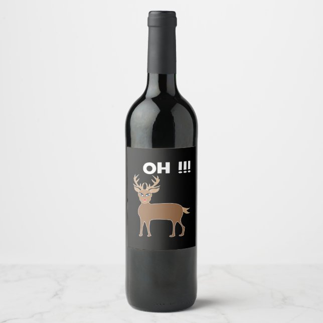 Christmas Deer Season Cute Festive Retro Style  Wine Label (Front)
