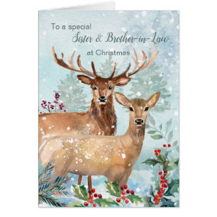 Christmas, deer, Sister & Brother in Law Card