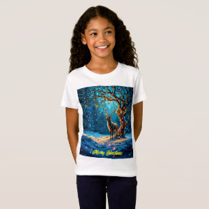 Christmas deer snow colourful glitter glow T-Shirt