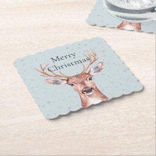 Christmas Deer Snow Paper Coaster