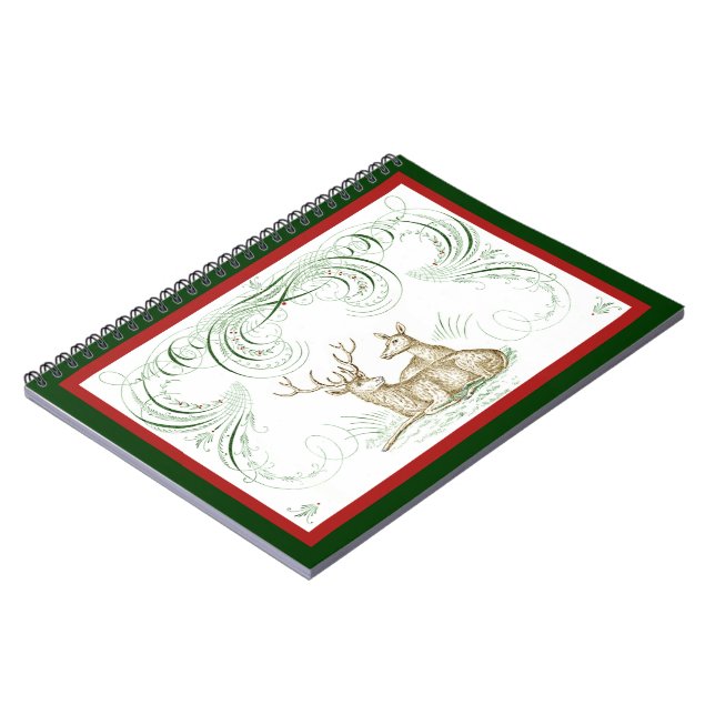 Christmas Deer Spiral Notebook (Left Side)