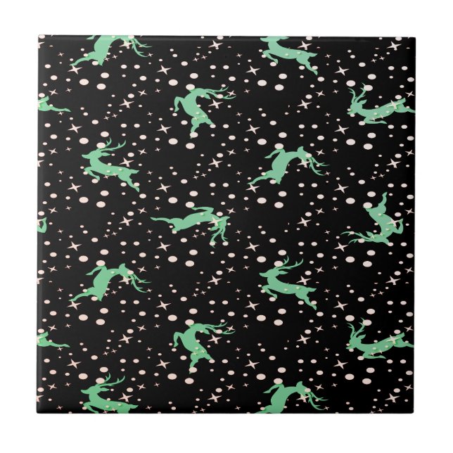 Christmas Deer Star Winter Pattern  Tile (Front)