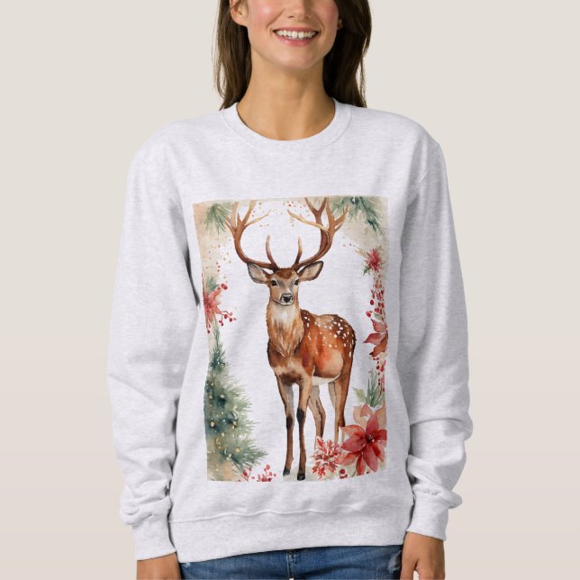 Christmas deer sweat-shirt for women sweatshirt (Front)