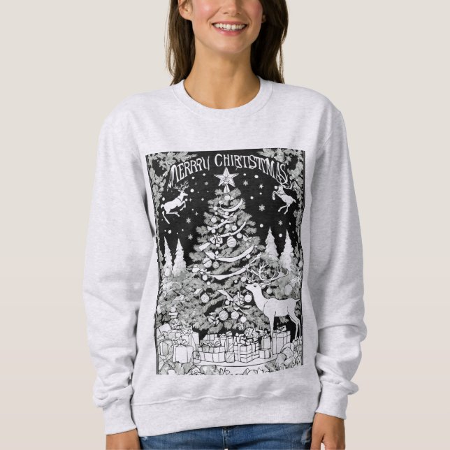 Christmas deer trees snow ladies  sweat-shirt  sweatshirt (Front)