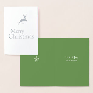 Christmas deer vintage elegant silver TXT EDITABLE Foil Card